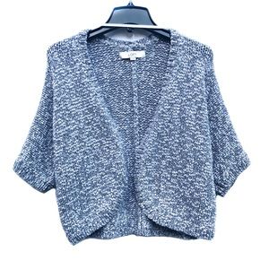 LOFT Marled Knit Short Sleeve Drop Shoulders Open Cardigan Casual Sweater EUC M